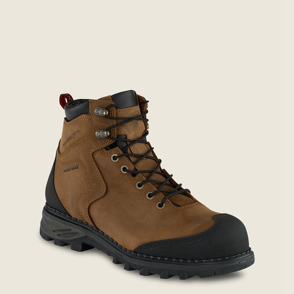 Red Wing Mens Safety Boots - Burnside - 6-inch Waterproof Toe - Brown/Black - AEU765810